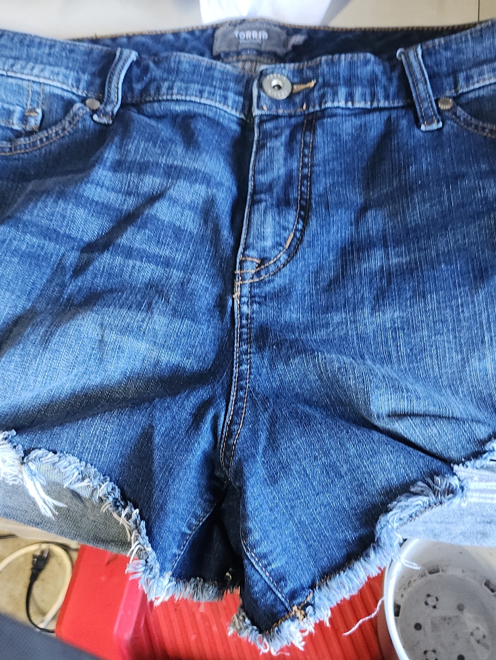 torrid Dark Blue Distressed Denim Cutoff Shorts